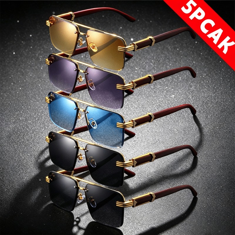 Lighting Decor Woodbridge - 2/5Pcs Unisex Single Bridge Rimless Glasses,
