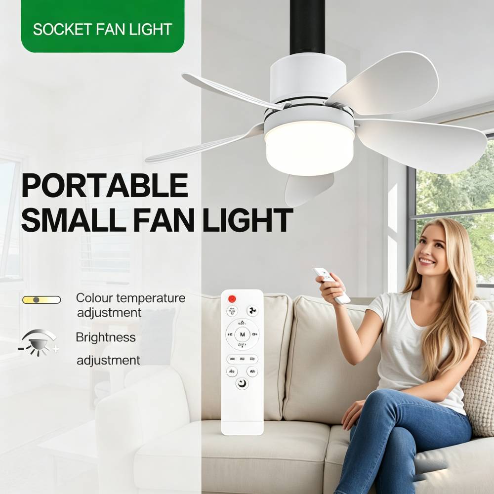 Lighting Decor For Home - Socket Fan Light with Remote, Small