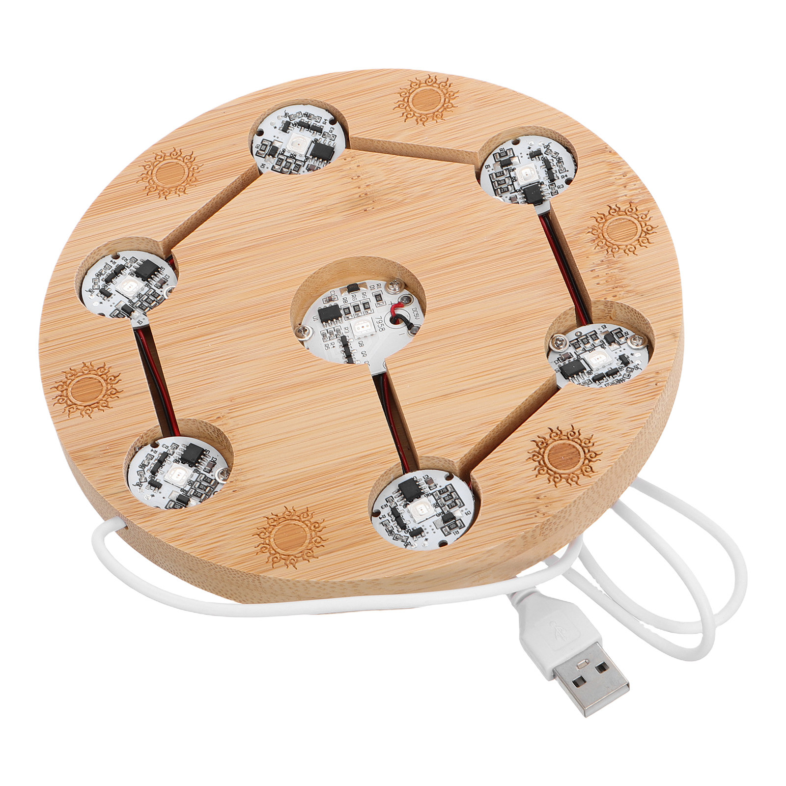 Lighting Decoration Stand - Solid Wood Crystal Ball Stand USB