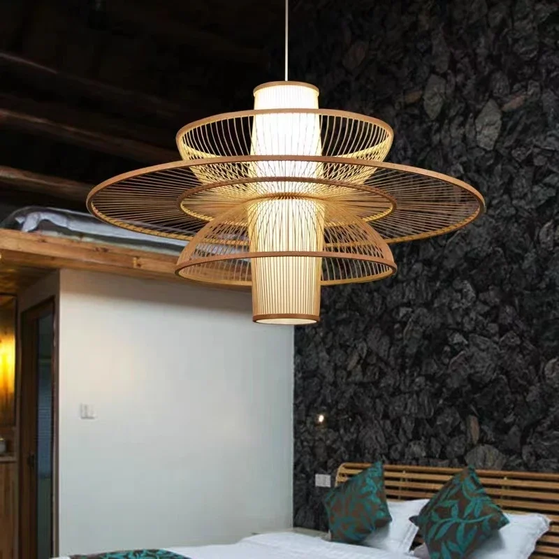 Japanese Lighting Decor - Rural Handmade Bamboo Weaving Rattan Art