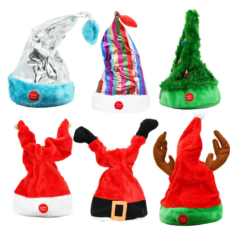Up Lighting Decor - Creative Electric Swing Christmas Hat Music