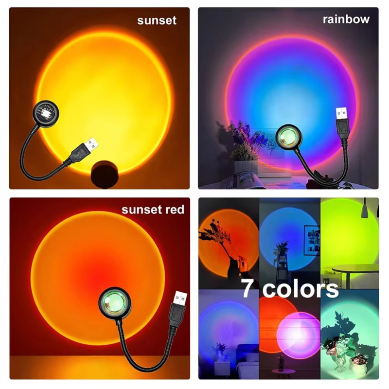 Sunset Lamp Projection - 1-4pcs Sunset Lamp LED Rainbow Neon