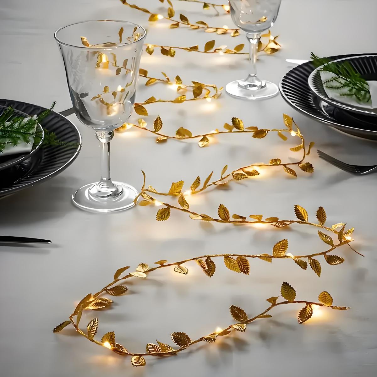 Lighting Decoration For Diwali - Led Romantic Golden Leaf Fairy Lights