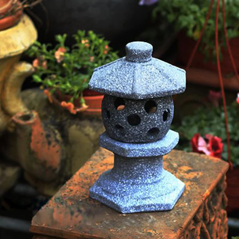 Japanese Lighting Decor - Japanese-style Ceramic Imitation Stone Lamp, Imitation