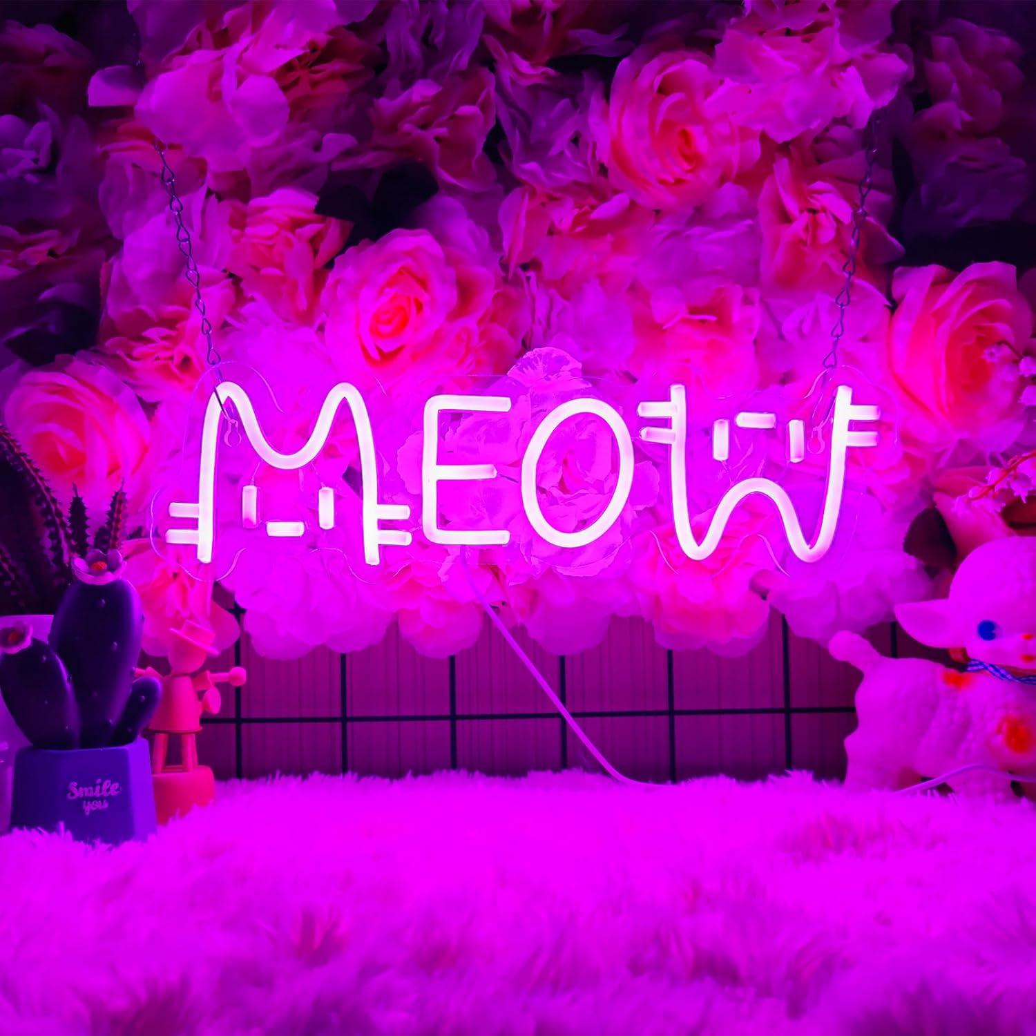 Lighting Decor For Home - Meow Neon Sign Cat USB Powered