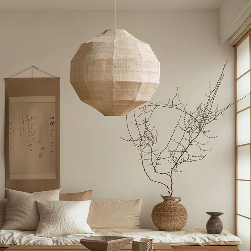 Japanese Lighting Decor - Japanese Wabi Sabi Fabric E27 Pendant