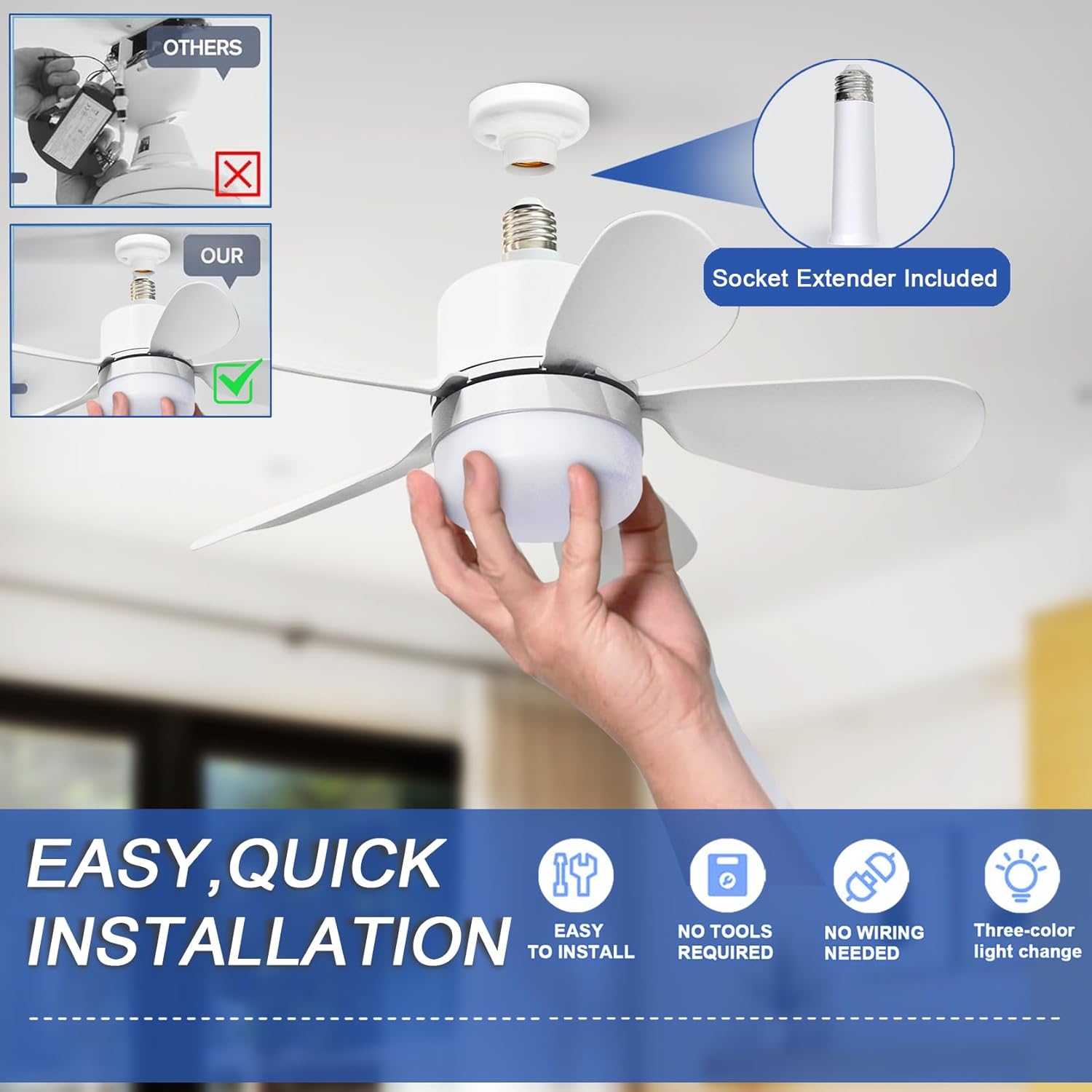 Socket Fan Light with Remote,  - огляд і ціна Lighting Decor For Home