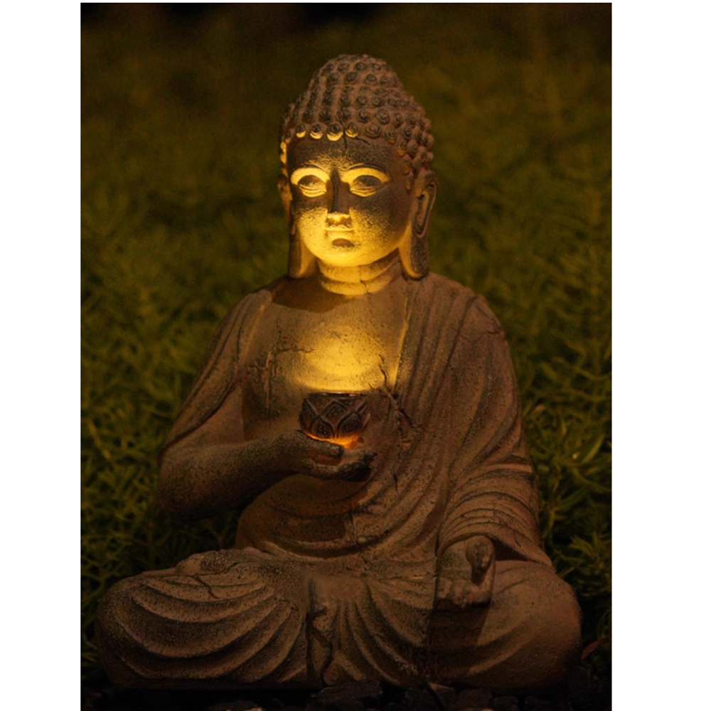 Resin Solar Buddha Statue Scul - огляд і ціна Japanese Lighting Decor