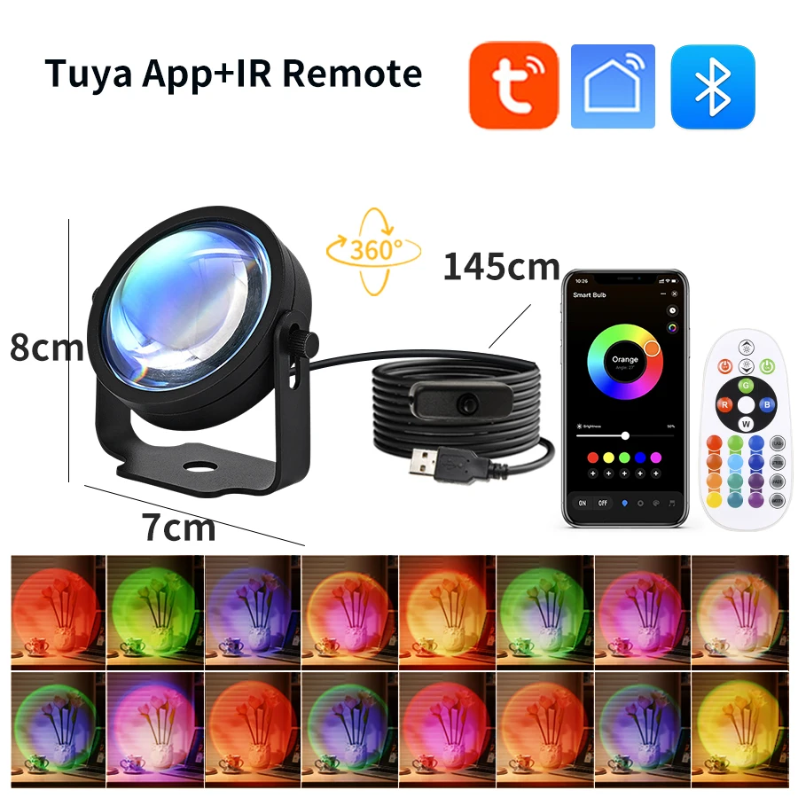 Smart Sunset Lamp Tuya USB Sun - огляд і ціна Sunset Lamp Projection